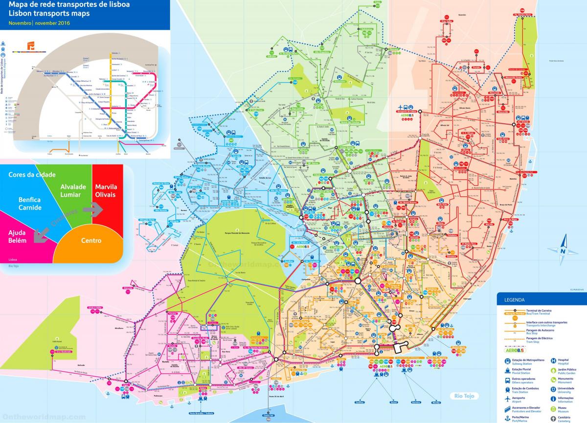 Mapa de zonas de Lisboa