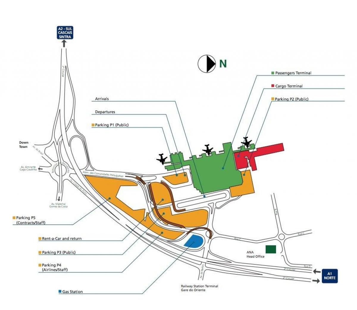 Mapa de la terminal del aeropuerto de Lisboa