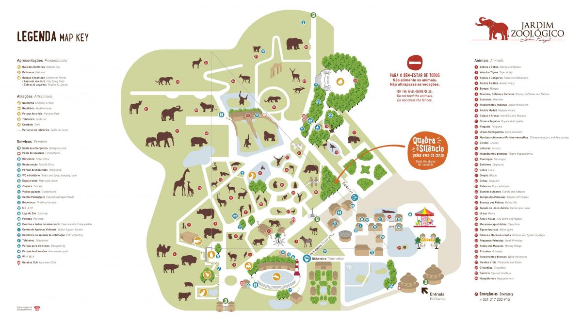 Mapa del parque zoológico de Lisboa